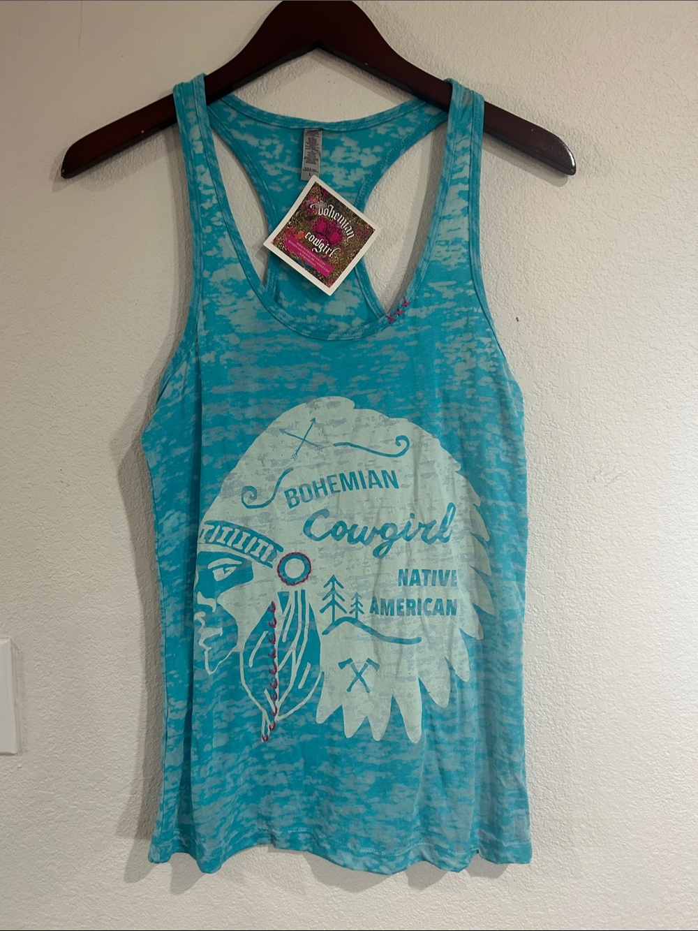 Bohemian Cowgirl Turquoise Graphic Racerback Tank Top